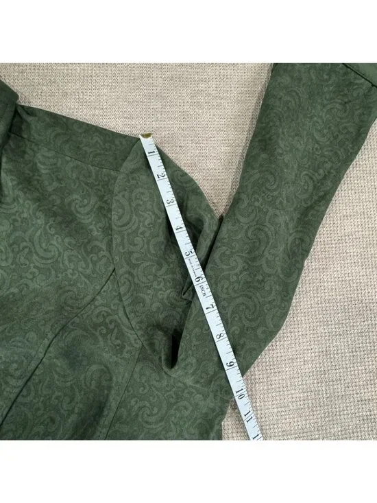 CJ Banks Pearl Snap Blouse Womens Size 1X Stretch Paisley Green Long Sleeve - Picture 12 of 13